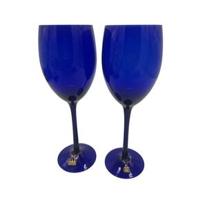 Cobalt Blue Wine Glasses With Distinctive Tear Drop  Or  Solid Stem Design,